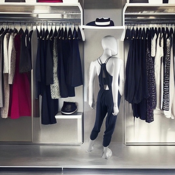 Amanda Uprichard 100% Silk Faux-Wrap Jumpsuit | Navy Blue | Size S - Picture 6 of 8